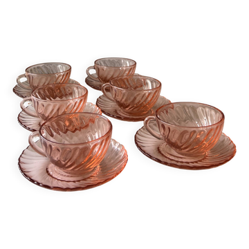 Arcoroc rose cup service 6
