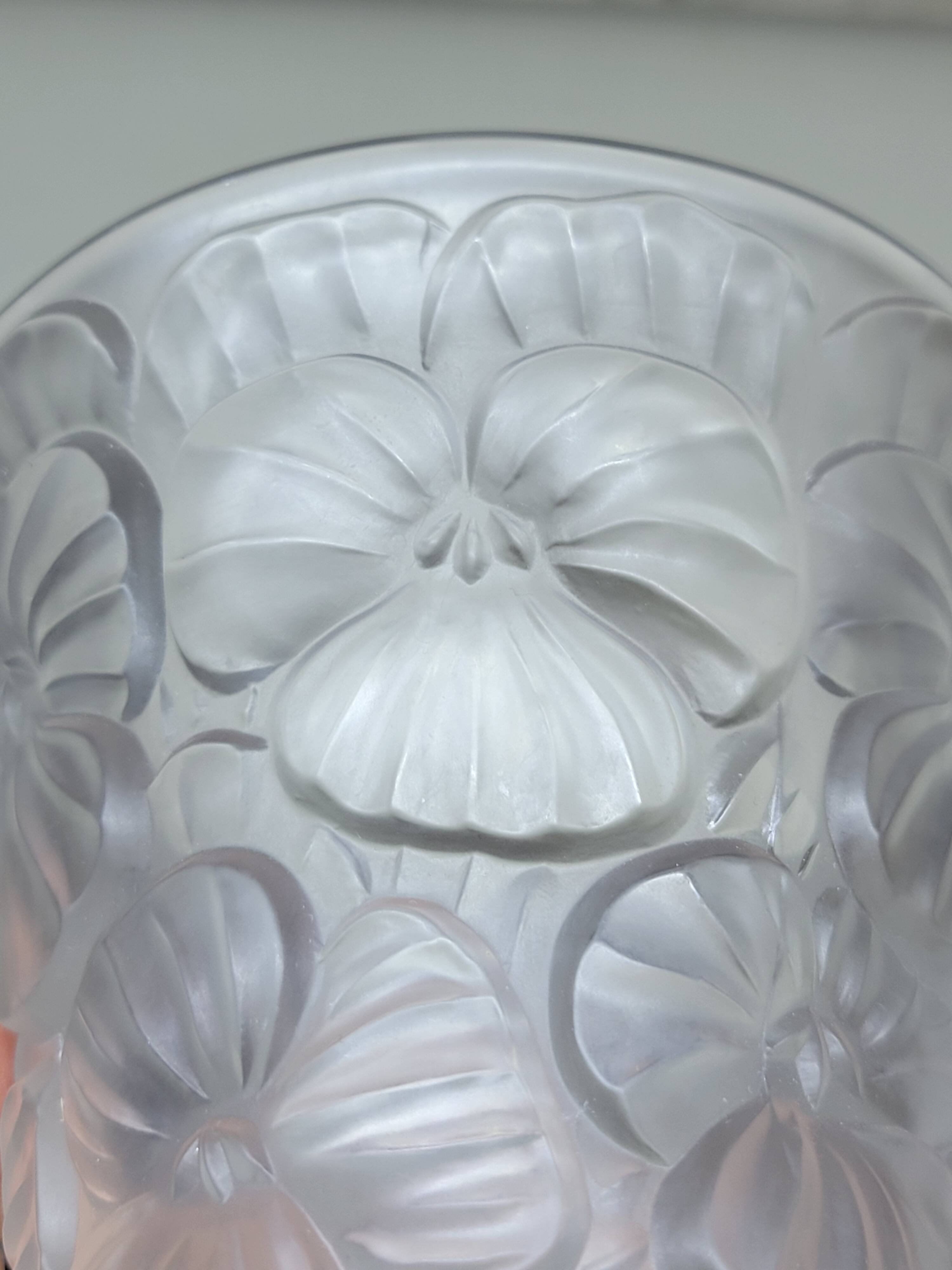 Josef Inwald Barolac Glassware Floral Vase Molded Pressed Frosted Art Glass