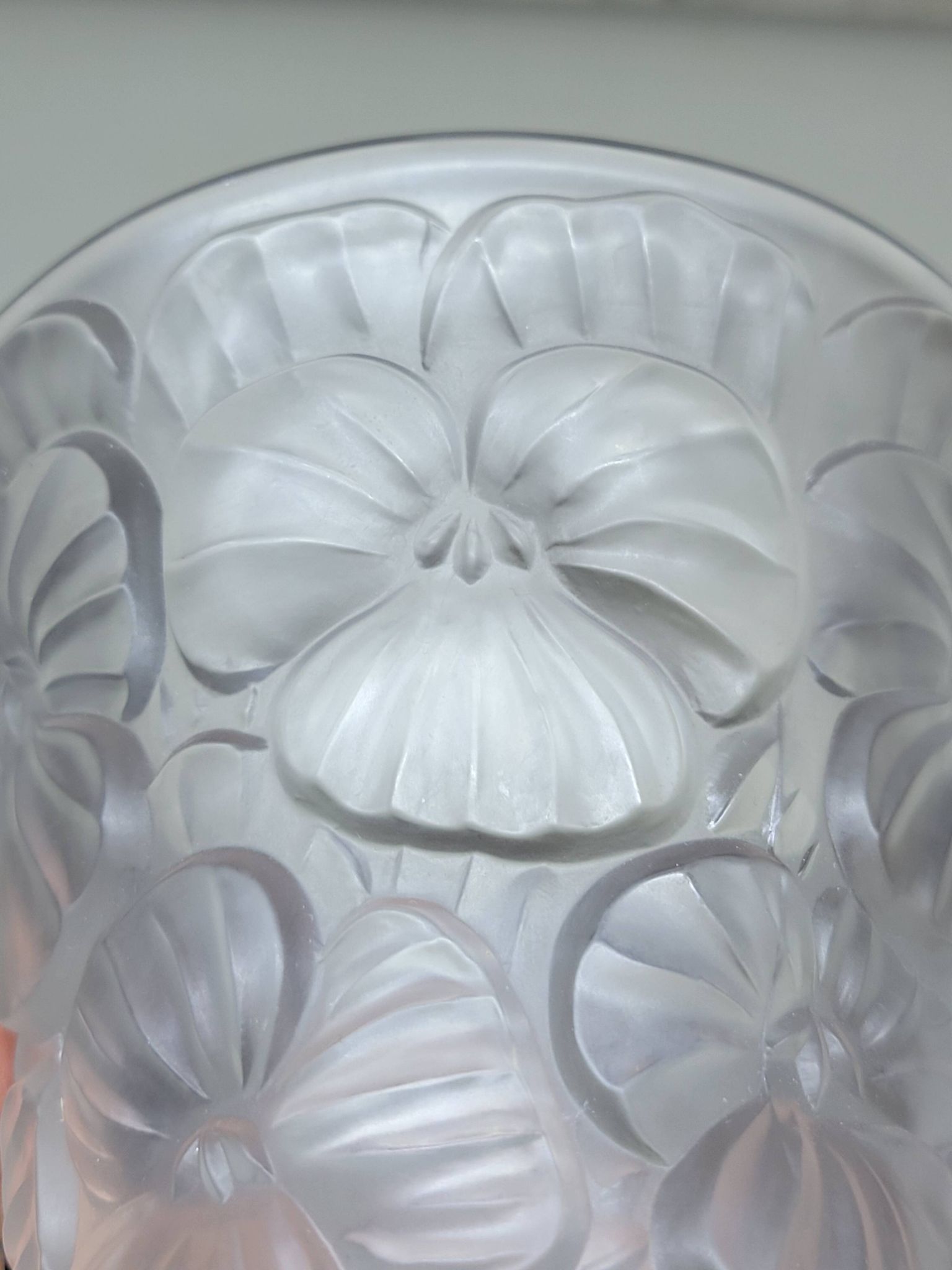 Josef Inwald Barolac Glassware Floral Vase Molded Pressed Frosted Art Glass