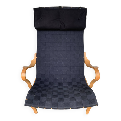 Fauteuil Pernilla sangles noires par Bruno Mathsson, Dux, Suède 1970