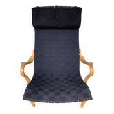 Fauteuil Pernilla sangles noires par Bruno Mathsson, Dux, Suède 1970