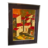 Tableau - Huile sur carton, c.1970 signé