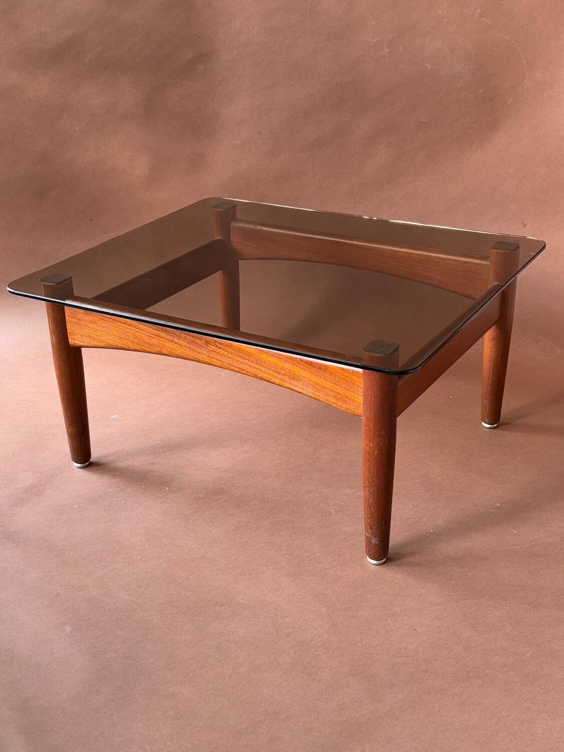 Scandinavian teak and smoked glass coffee table 1970