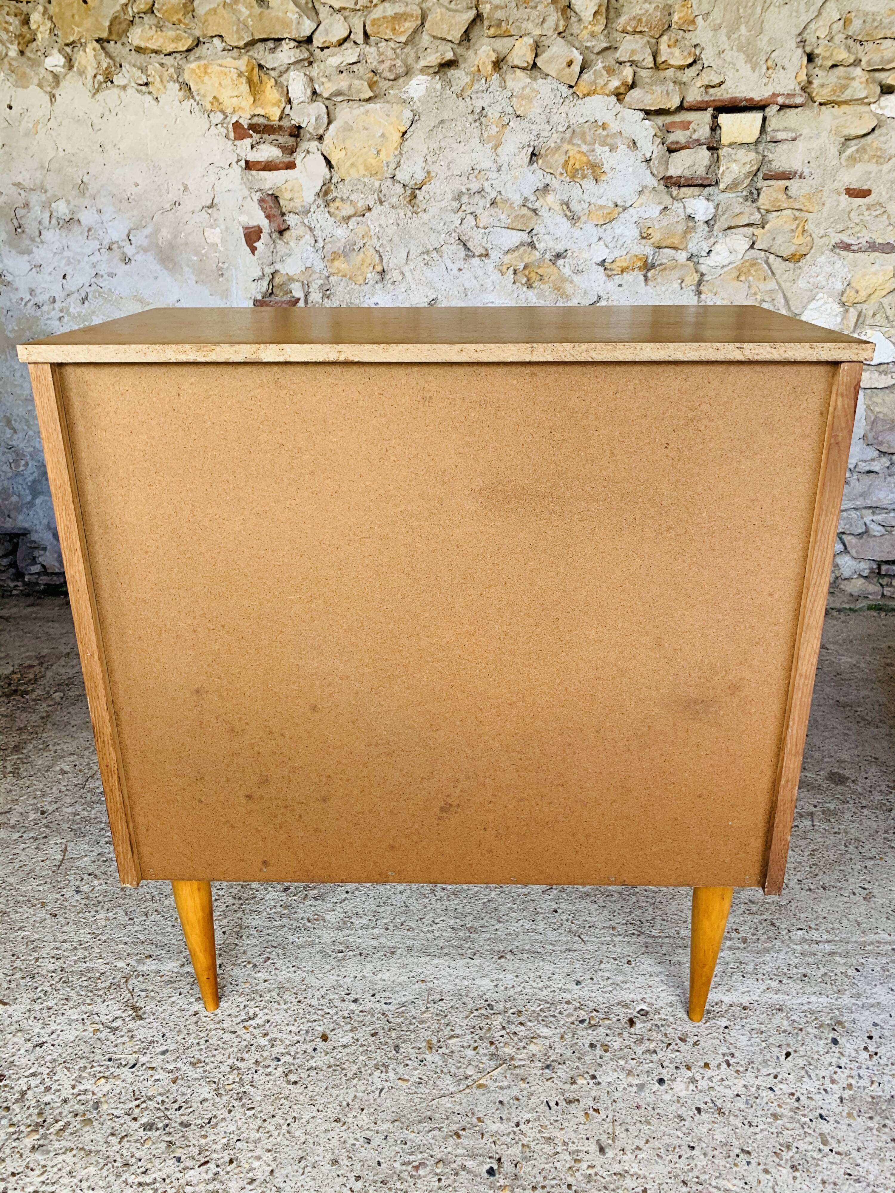 Two-color vintage chest of drawers with 4 drawers, circa 70's