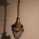 Shell chandelier 1900, frosted glass engraved and bronze