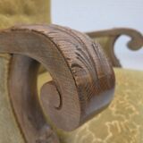 1960s, Danish highback armchair, furniture cotton/wool fabric, oak wood.