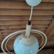 Suspension plafonnier lampe globe opaline métal écru dp 1121b67 ancien