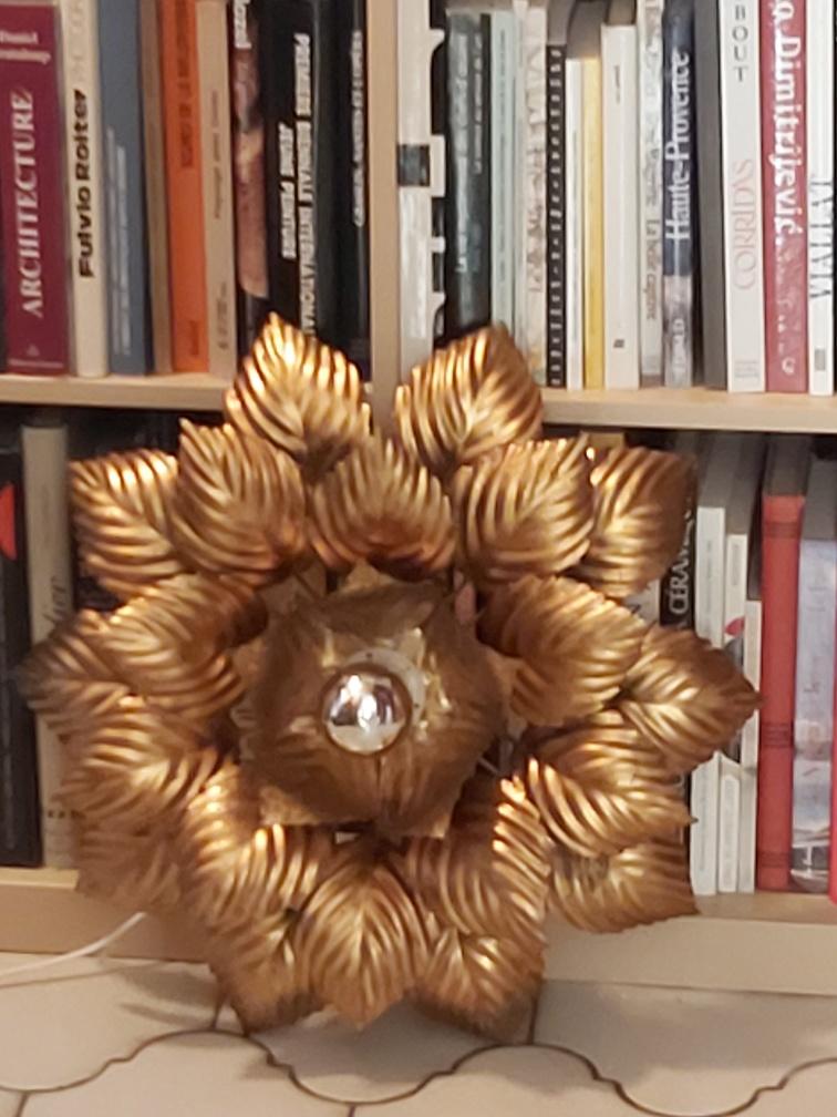 Sconce metal golden leaves 70s