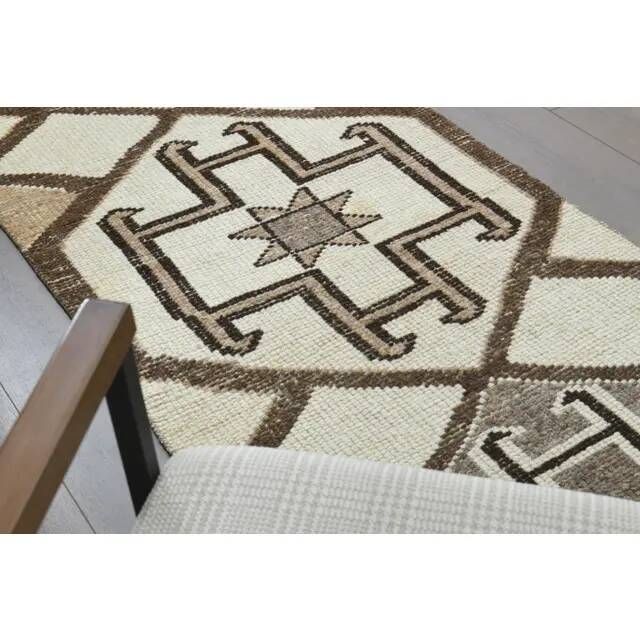Tapis de couloir vintage turc en laine et coton noué à la main, années 1970