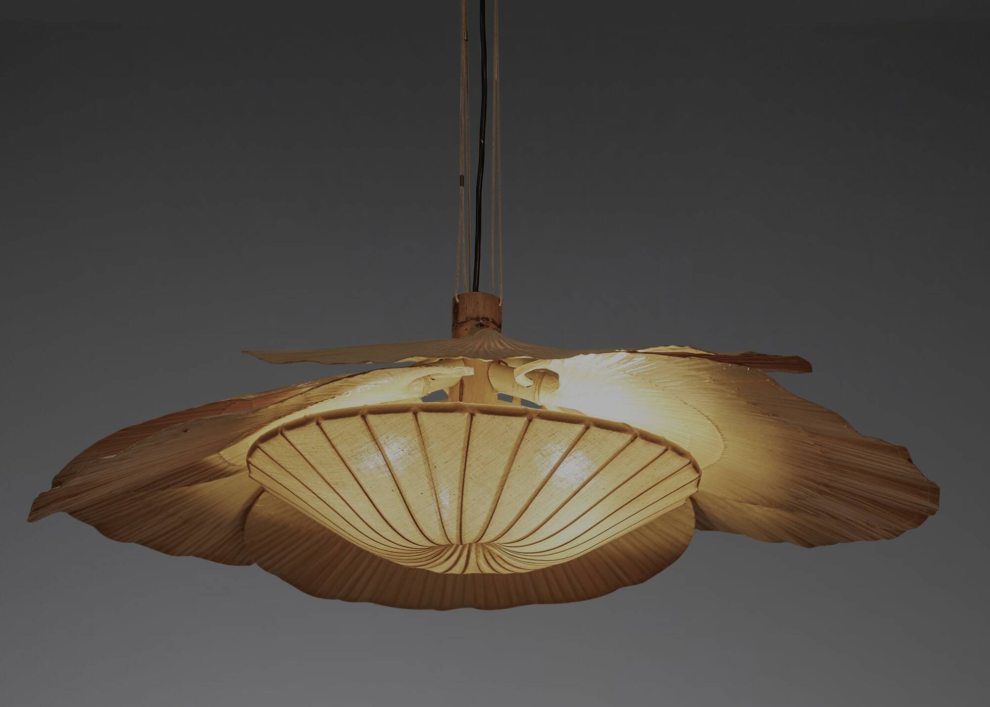 Rare Uchiwa Hana Chandelier by Ingo Maurer - Japanese Paper and Bamboo
