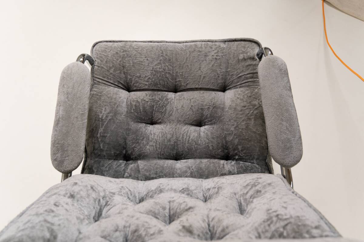 Scandinavian armchairs in velvet and steel, 1970s