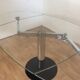Groove extendable design dining table in tempered glass and chromed steel