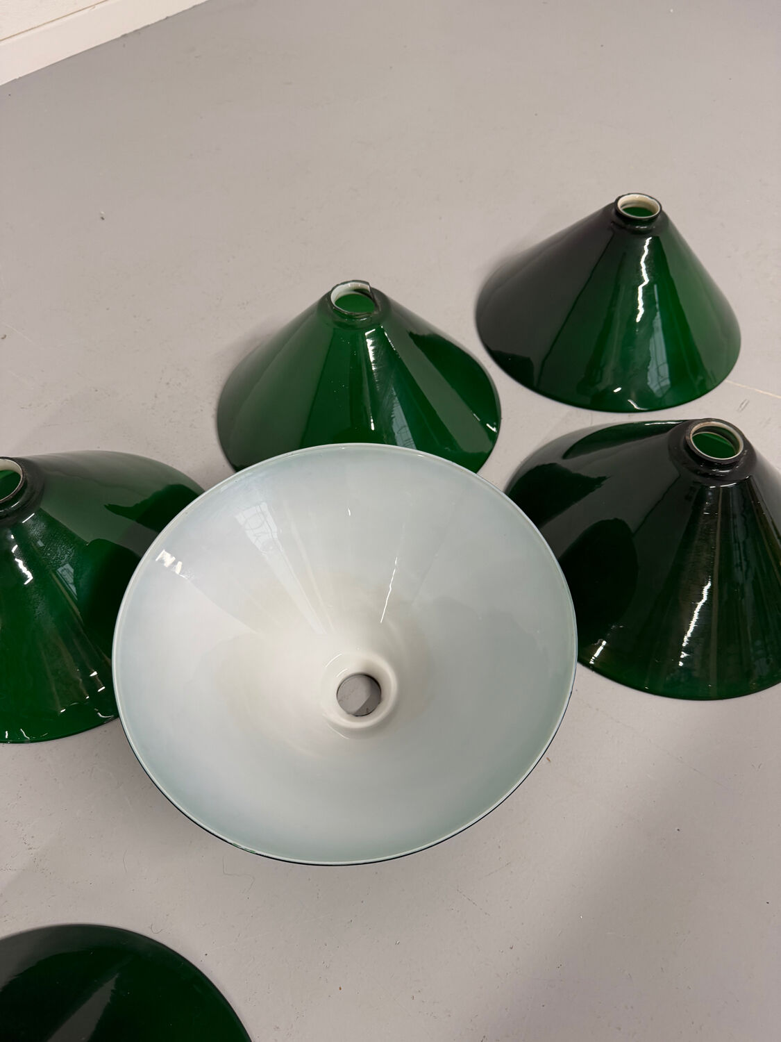 Large brass and green opaline pendant lamp 260 cm 1970s