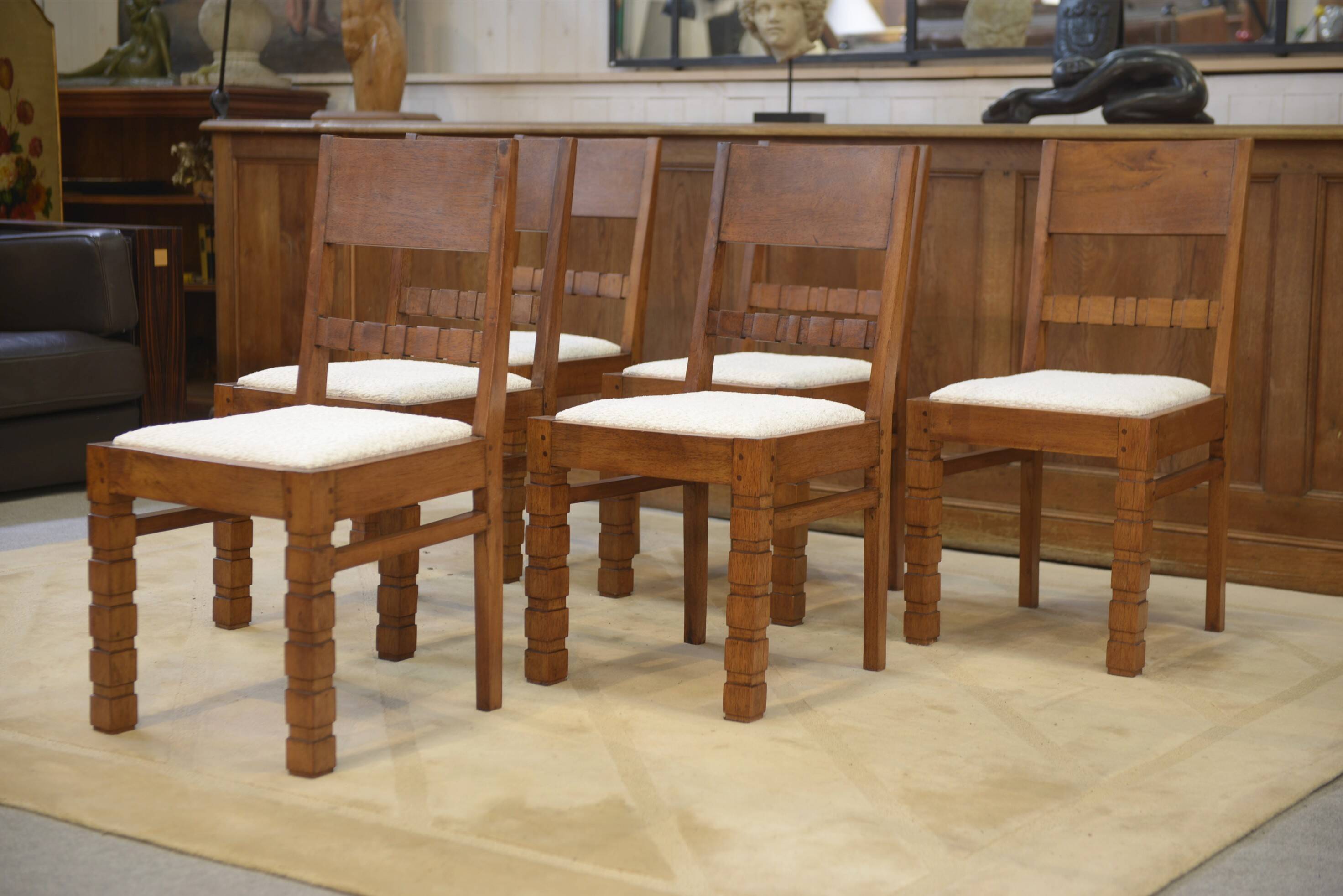 Ensemble de 6 chaises brutalistes 1960’s