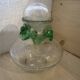 Vintage cracked glass carafe with green collar MCM – 1950s