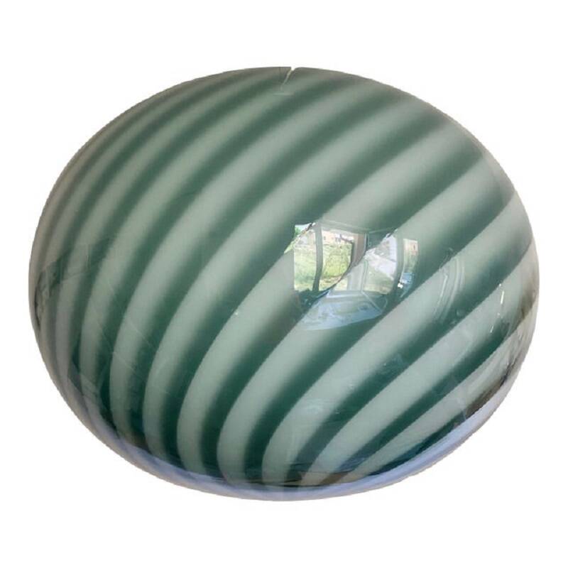Contemporary green and white oval pendant in murano glass