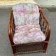 Fauteuil rotin et osier adulte bordeaux avec coussin 1970