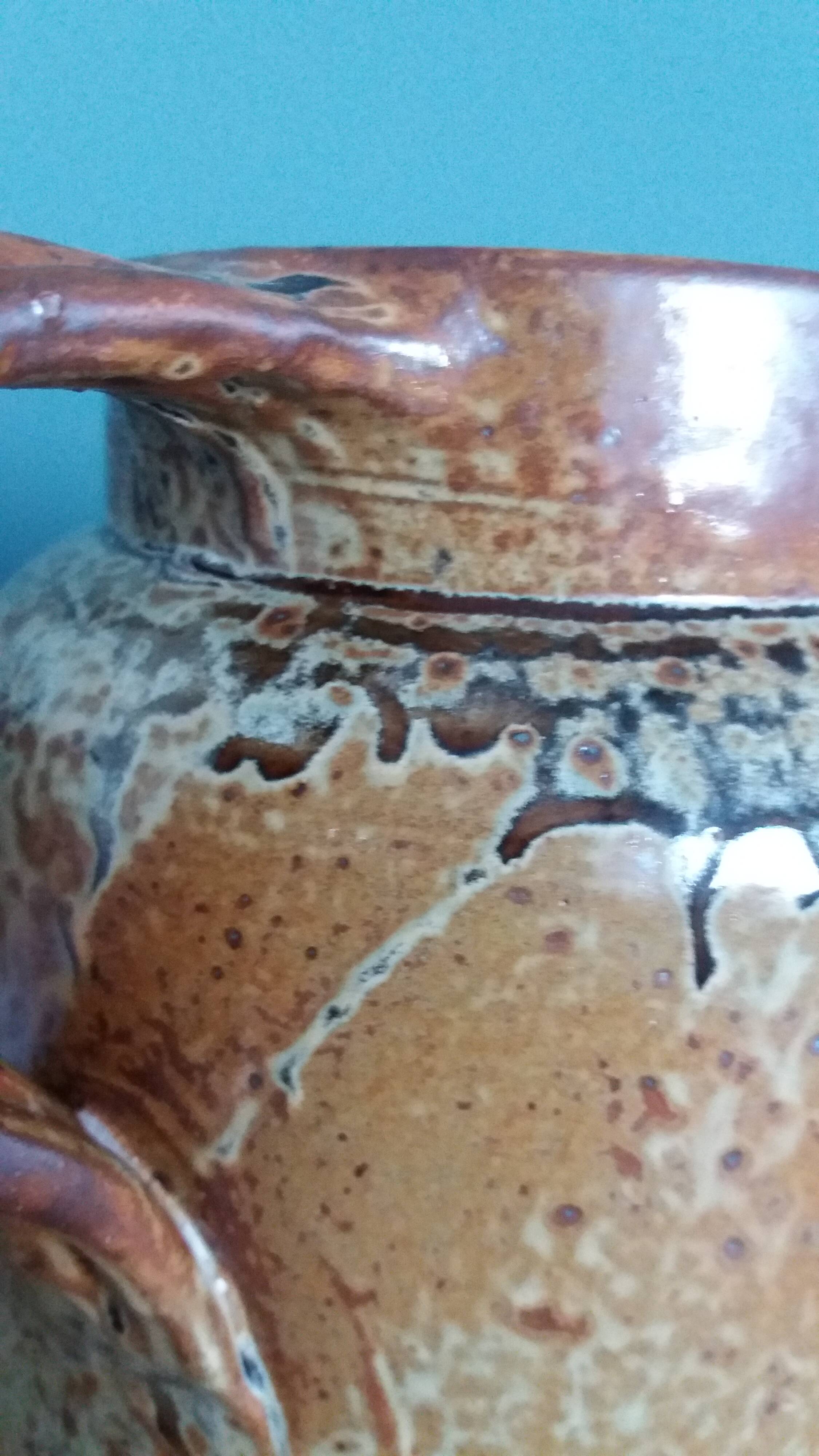 Stoneware pitcher from Puisaye, signed Jean-Pierre Prud’homme