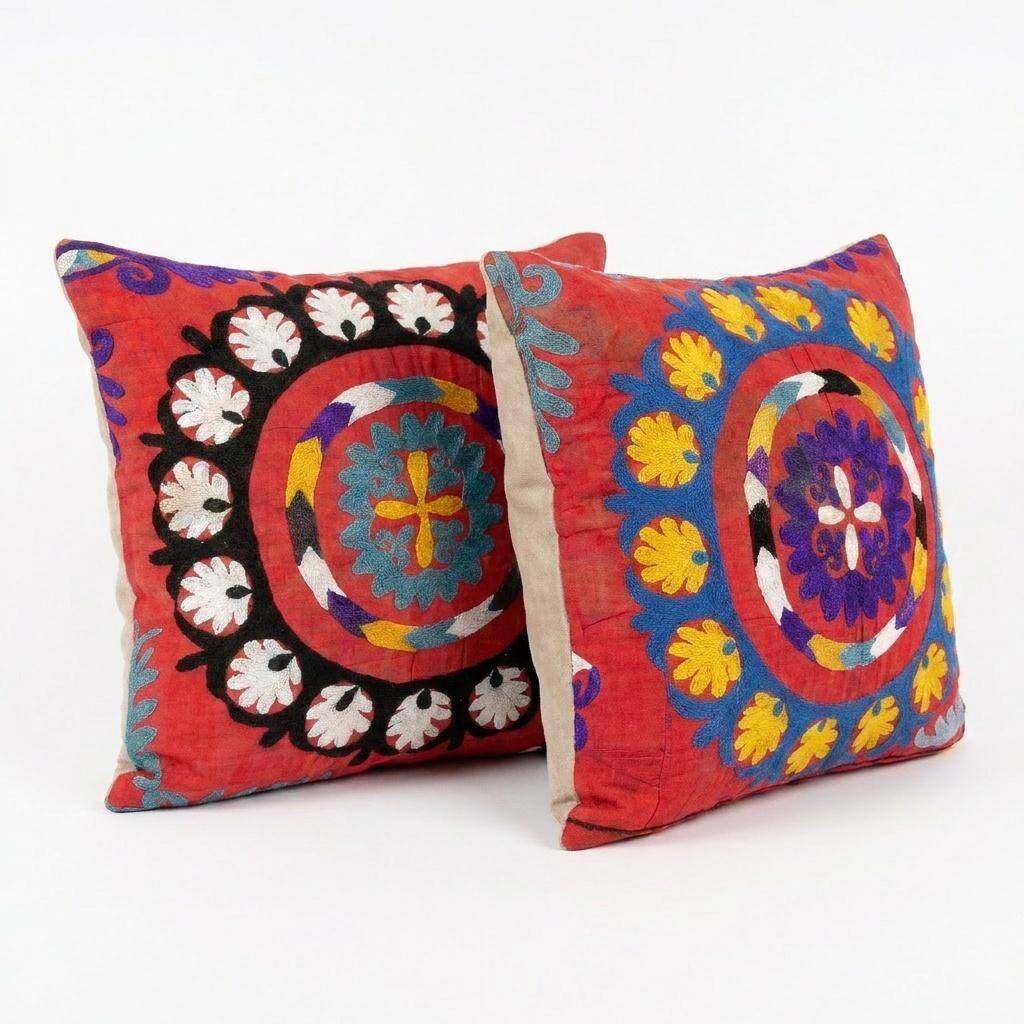 Set of 2 vintage embroidered cushion covers 53x56 cm