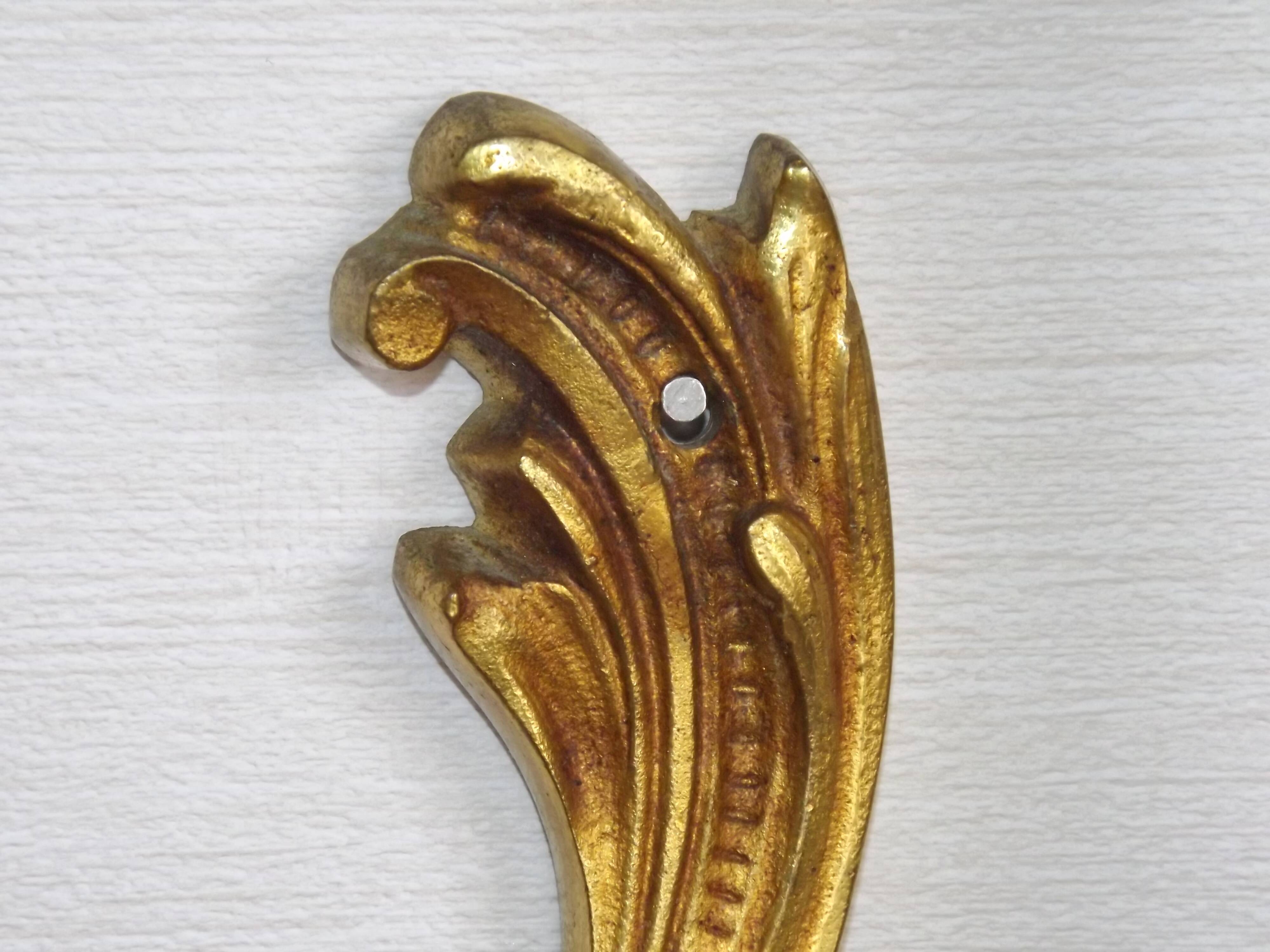 Stylish Vintage French Bronze Double Wall Sconces with Acanthus Leaf Detail