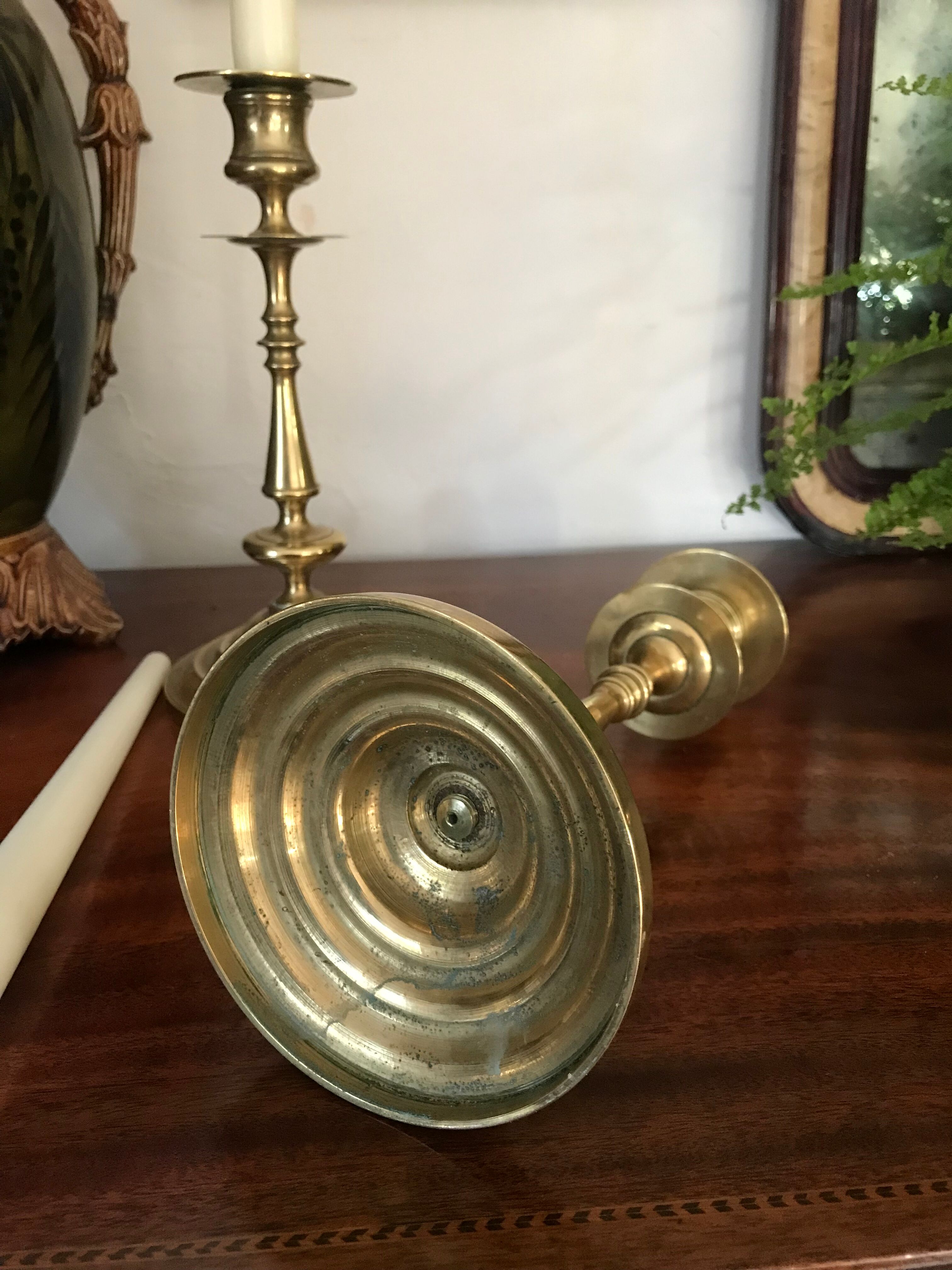 Pair of solid brass candle holders