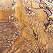 3 carved wooden panels, floral and animal decorations, Indochina