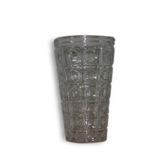 Transparent glass, patterns vintage 1960/1970 geometric vase