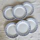 6 vintage white and blue earthenware dessert plates