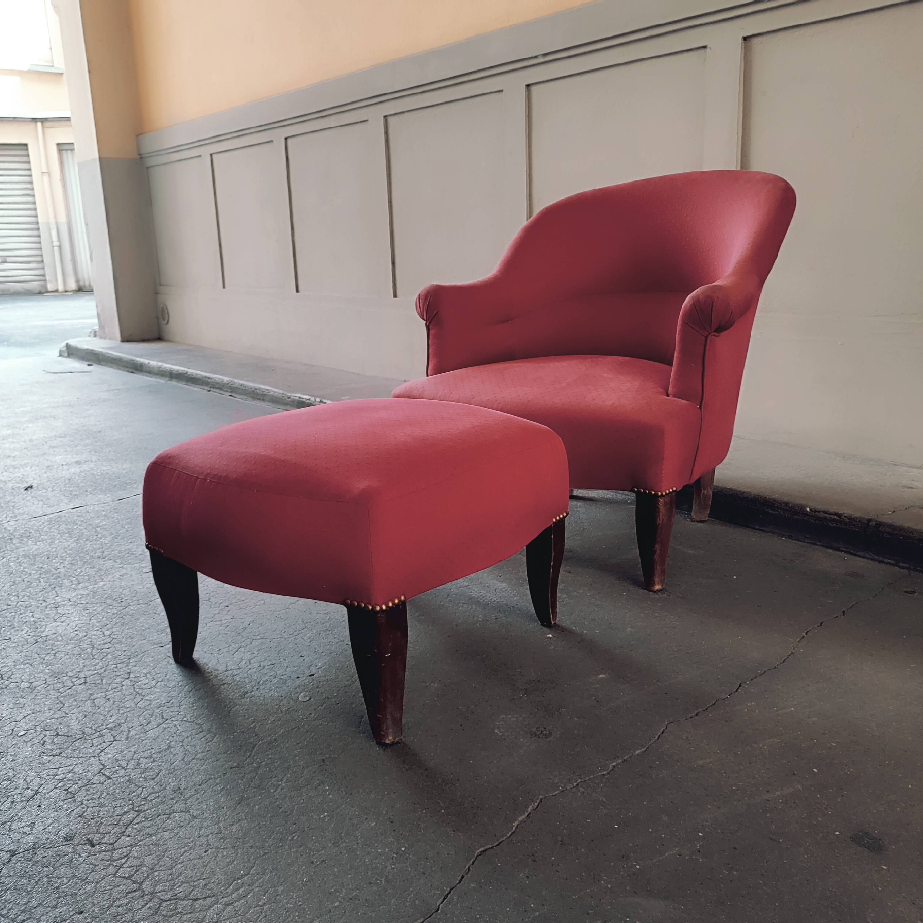 Fauteuil crapaud et repose pieds