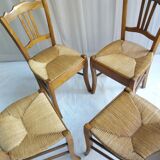 Series of 4 old mulched chairs