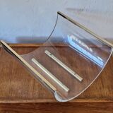 Italian magazine rack in acrylic and solid brass, 1970s