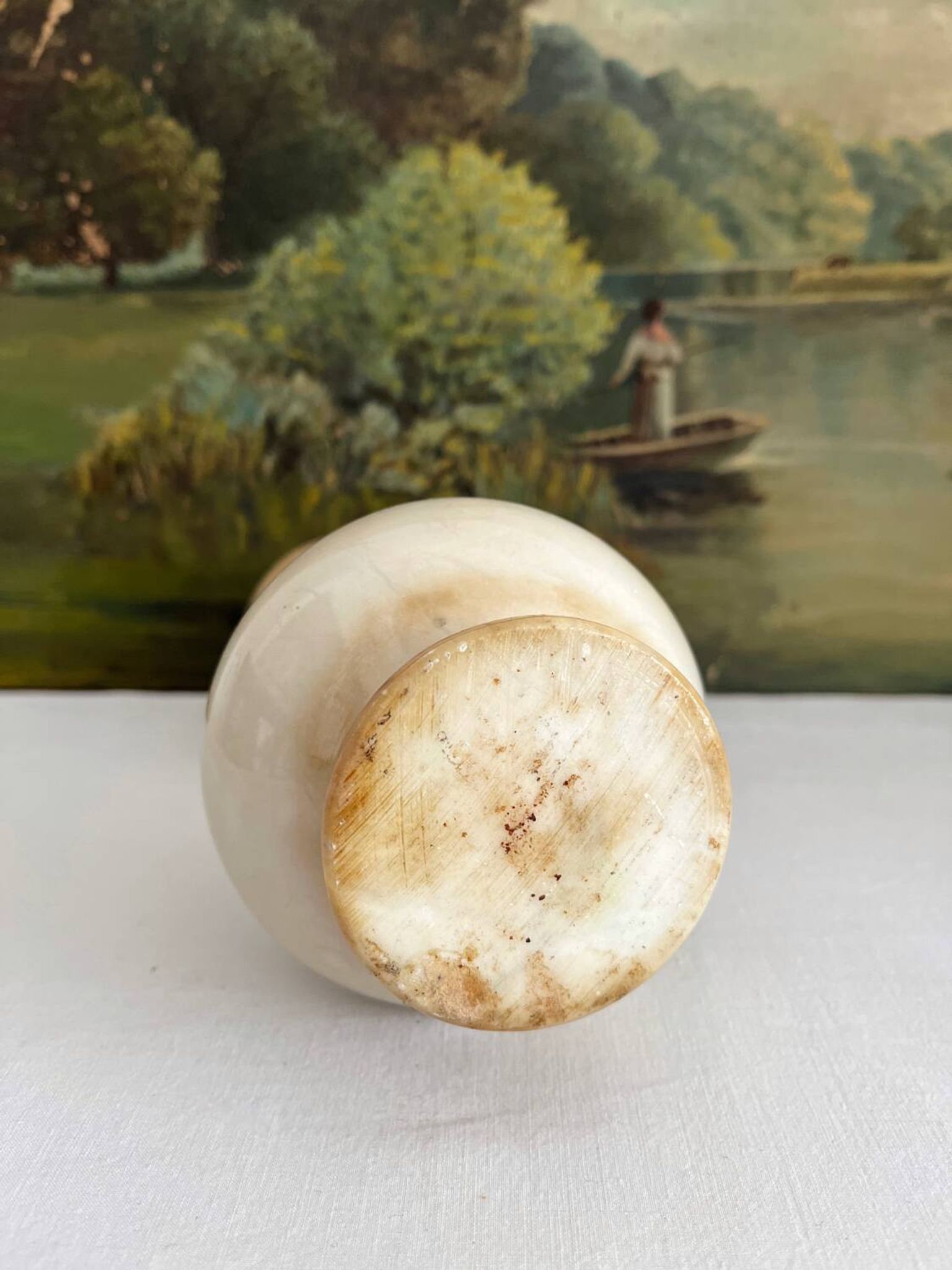 Vintage alabaster-style resin vase