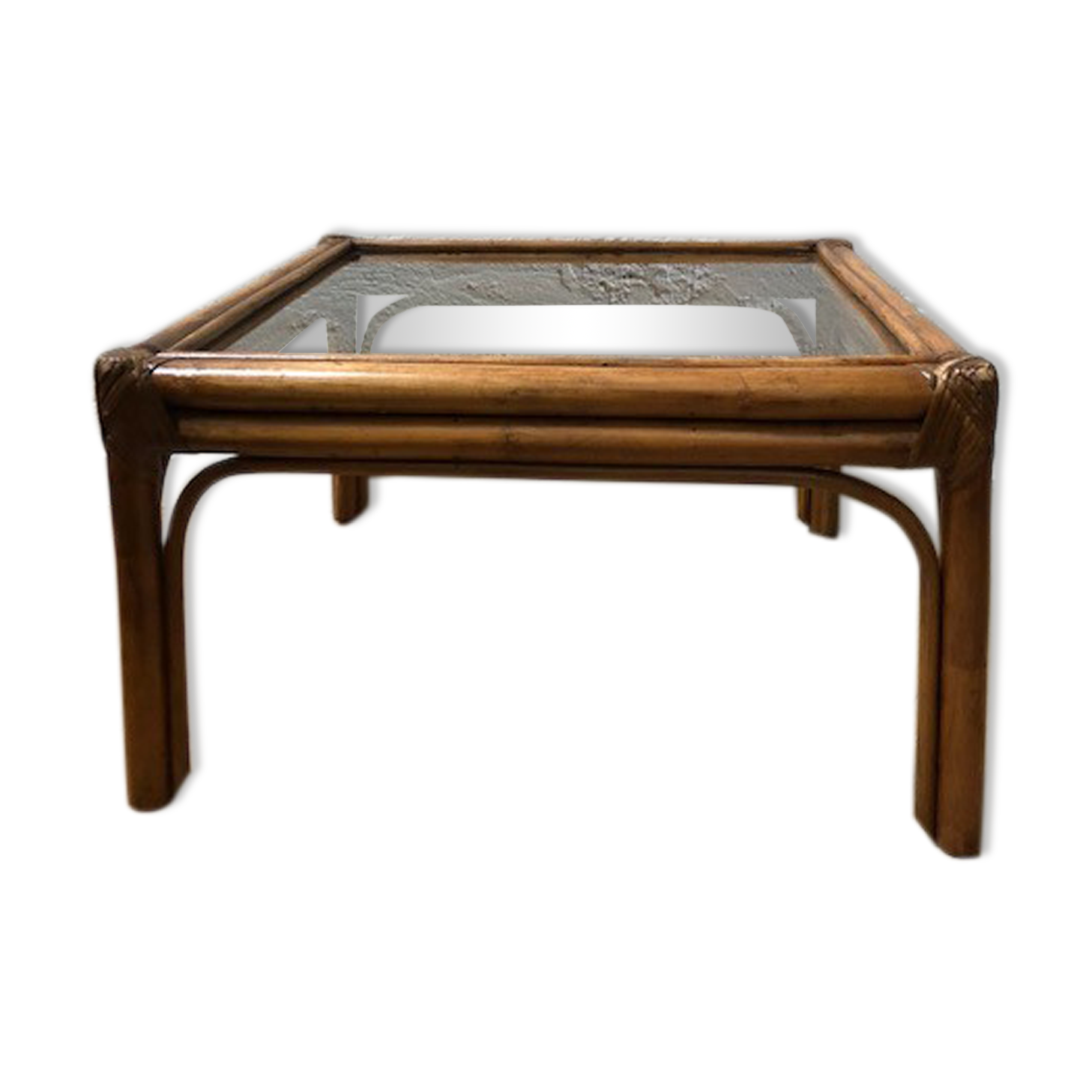 Glass and bamboo coffee table