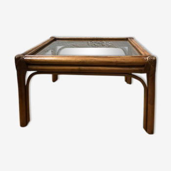 Table basse en verre et en bambou