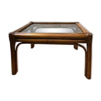 Glass and bamboo coffee table
