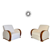 2 anciens fauteuils club art déco an 30 bois courbé tissu bouclette