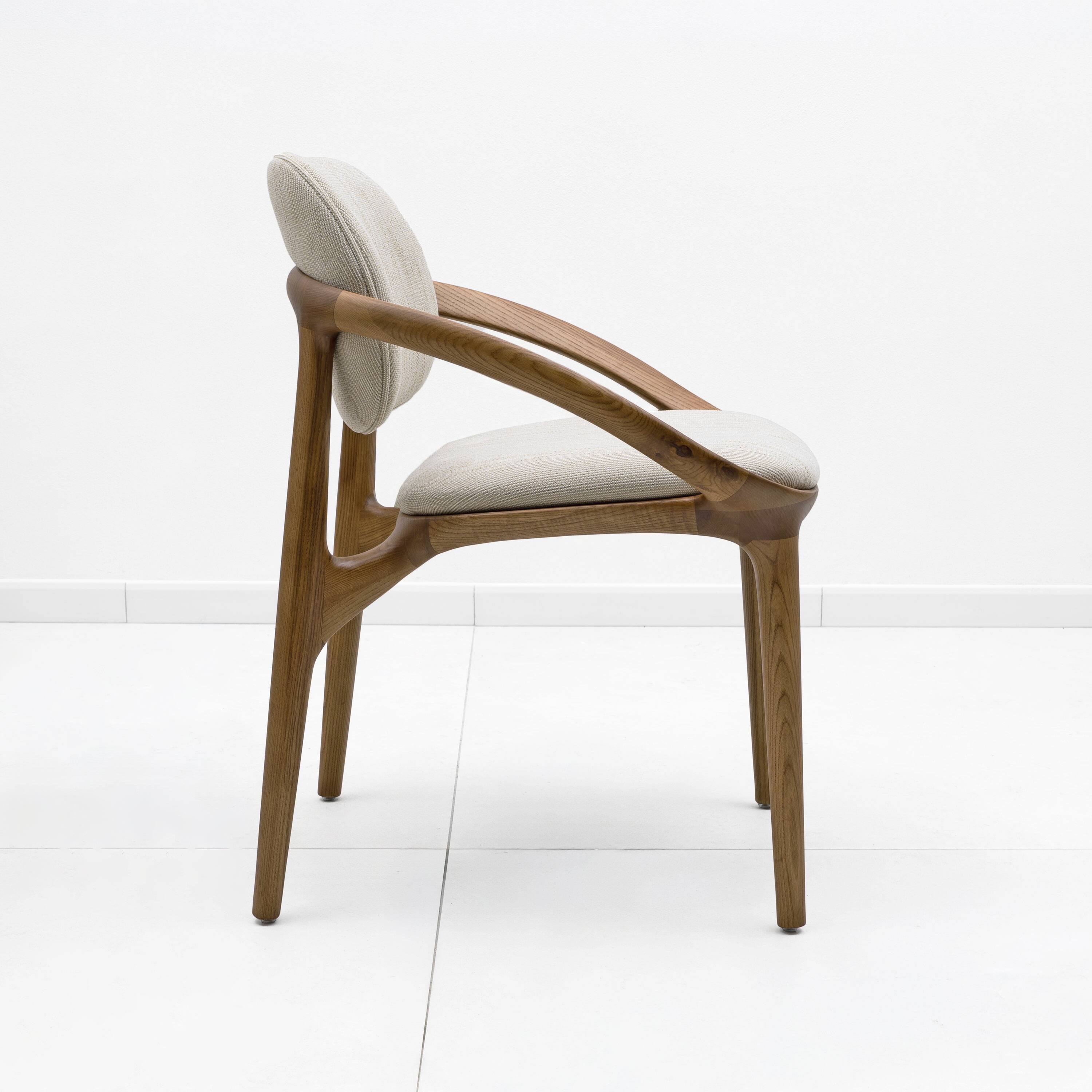 Set of Six Italian Contemporary Dining Chairs with Sculptural Curved Frame