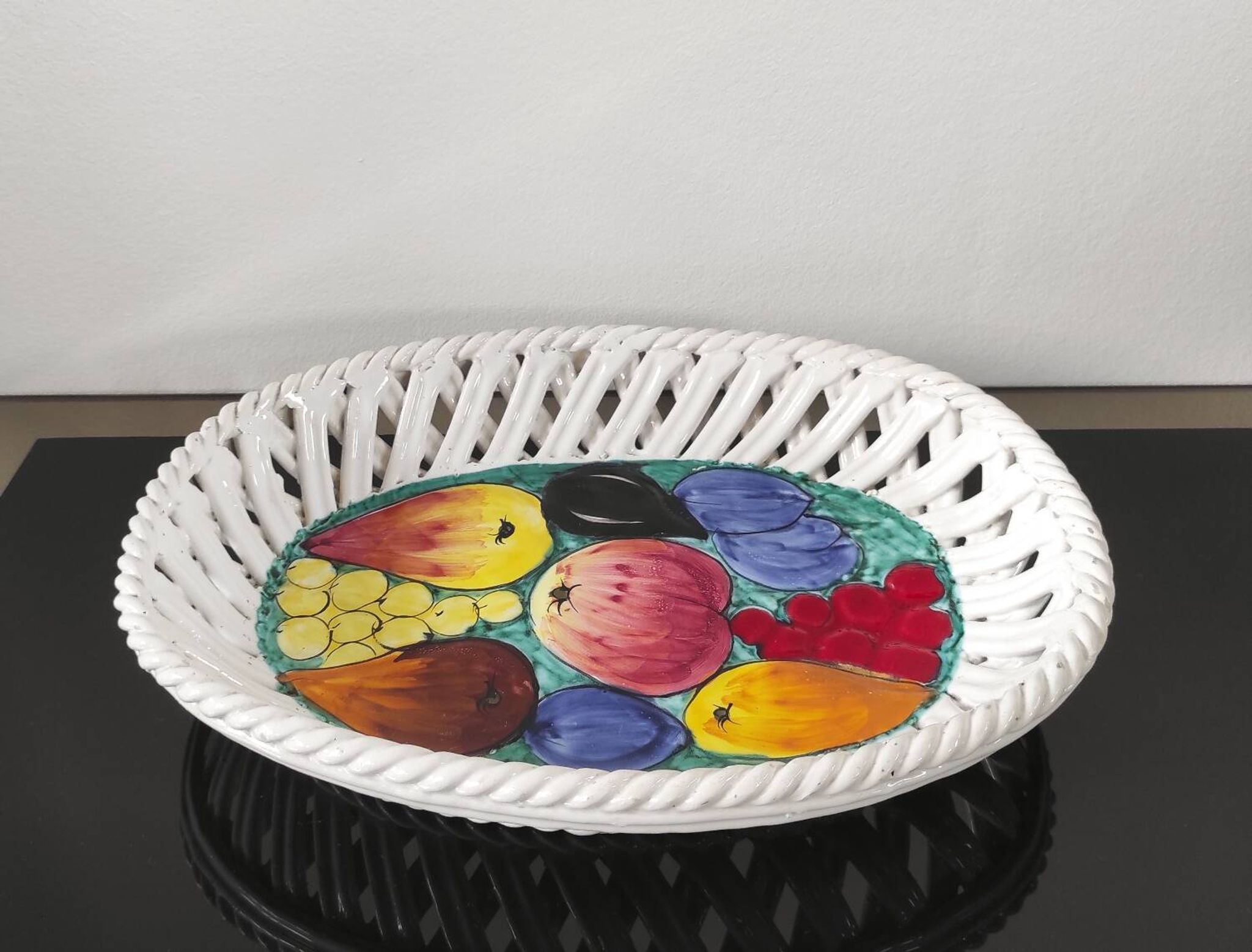 Plat à fruits "Intrecciata"vintage - céramique italienne