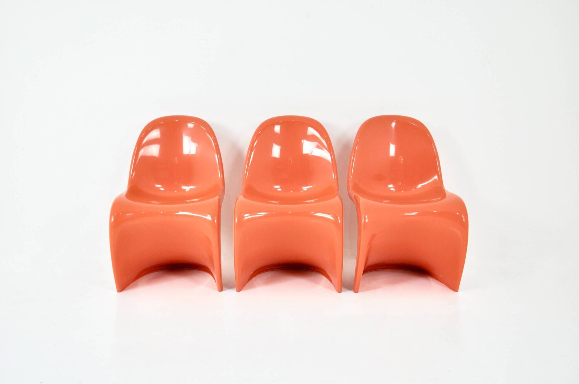 3 Panton chairs by Verner Panton for Herman Miller Felhbaum, 1970