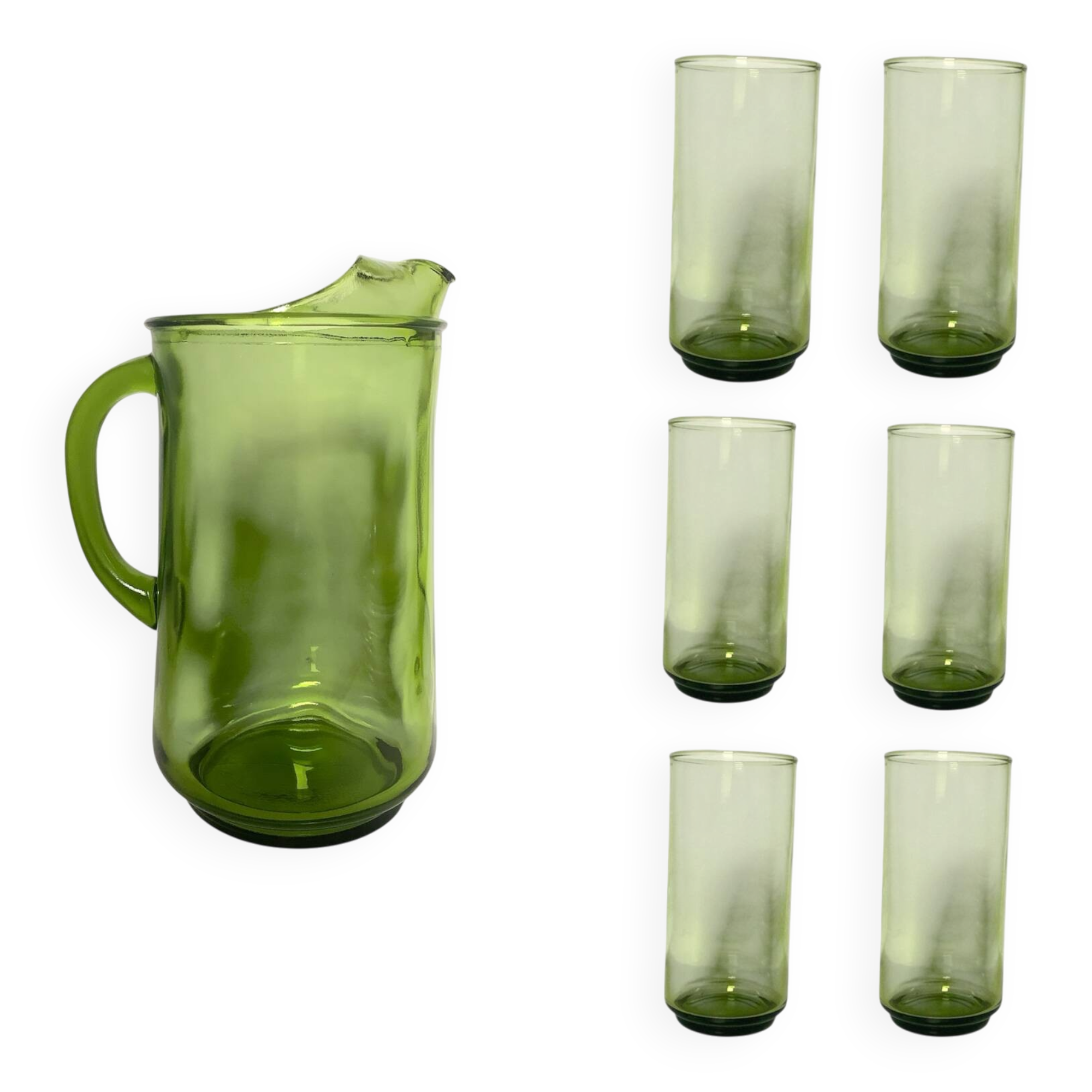 Drinks service (carafe and 6 glasses, Italy) from the 60s/70s