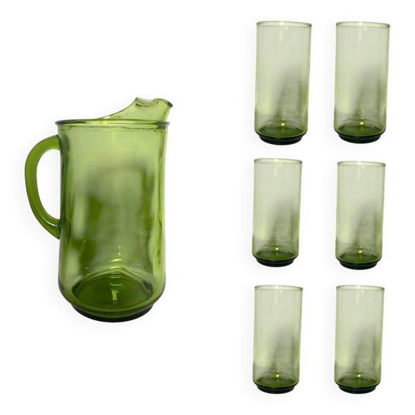 Service à boisson (Carafe et 6 verres Italie) années 60/70