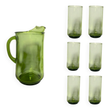 Drinks service (carafe and 6 glasses, Italy) from the 60s/70s