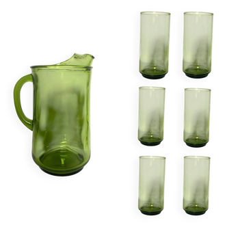 Service à boisson (Carafe et 6 verres Italie) années 60/70