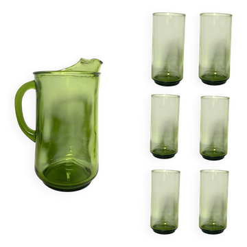 Service à boisson (Carafe et 6 verres Italie) années 60/70