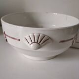 Digoin Sarreguemines Atlantic pattern tureen, deep red rose decoration