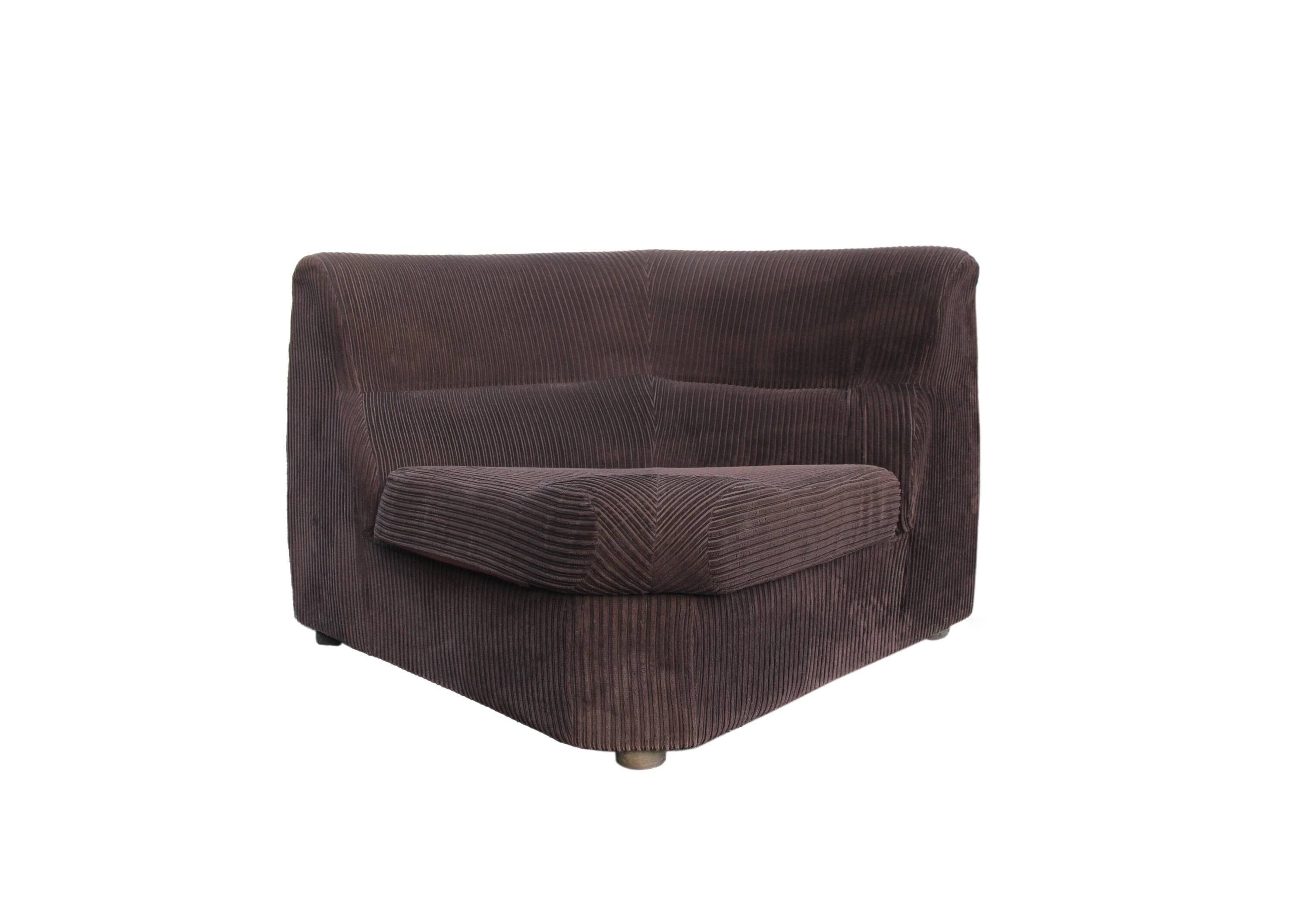 Vintage corner chair in brown velvet