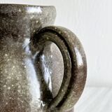 Brown handcrafted stoneware pitcher, natural finish, rustic style