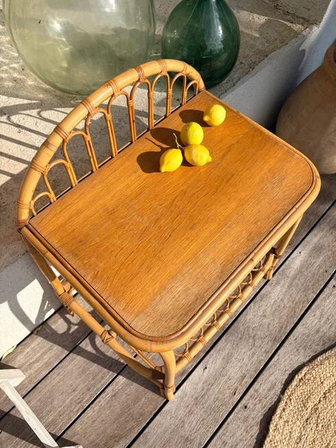 Rattan bedside table "Fidèle"