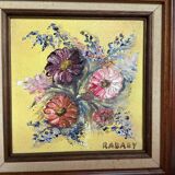 Tableau huile sur toile Rabaey bouquet de fleurs