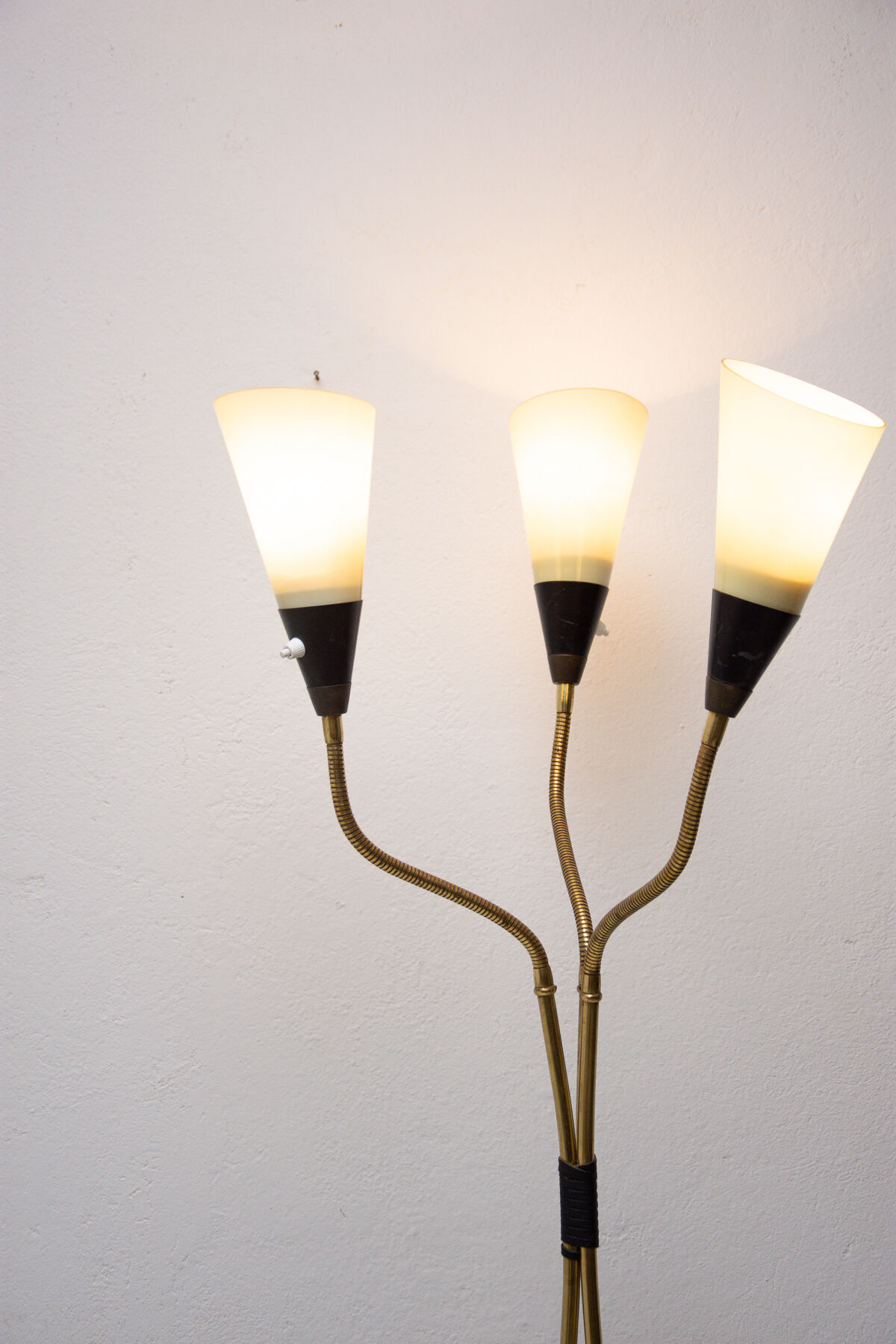 Mid century adjustable gooseneck floor lamp, Brussels period, 1960´s